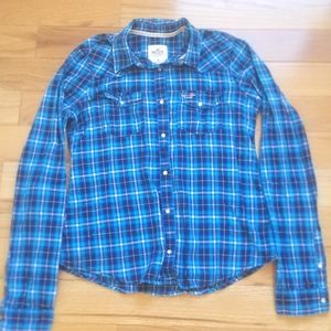 Hollister pearl snap plaid shirt